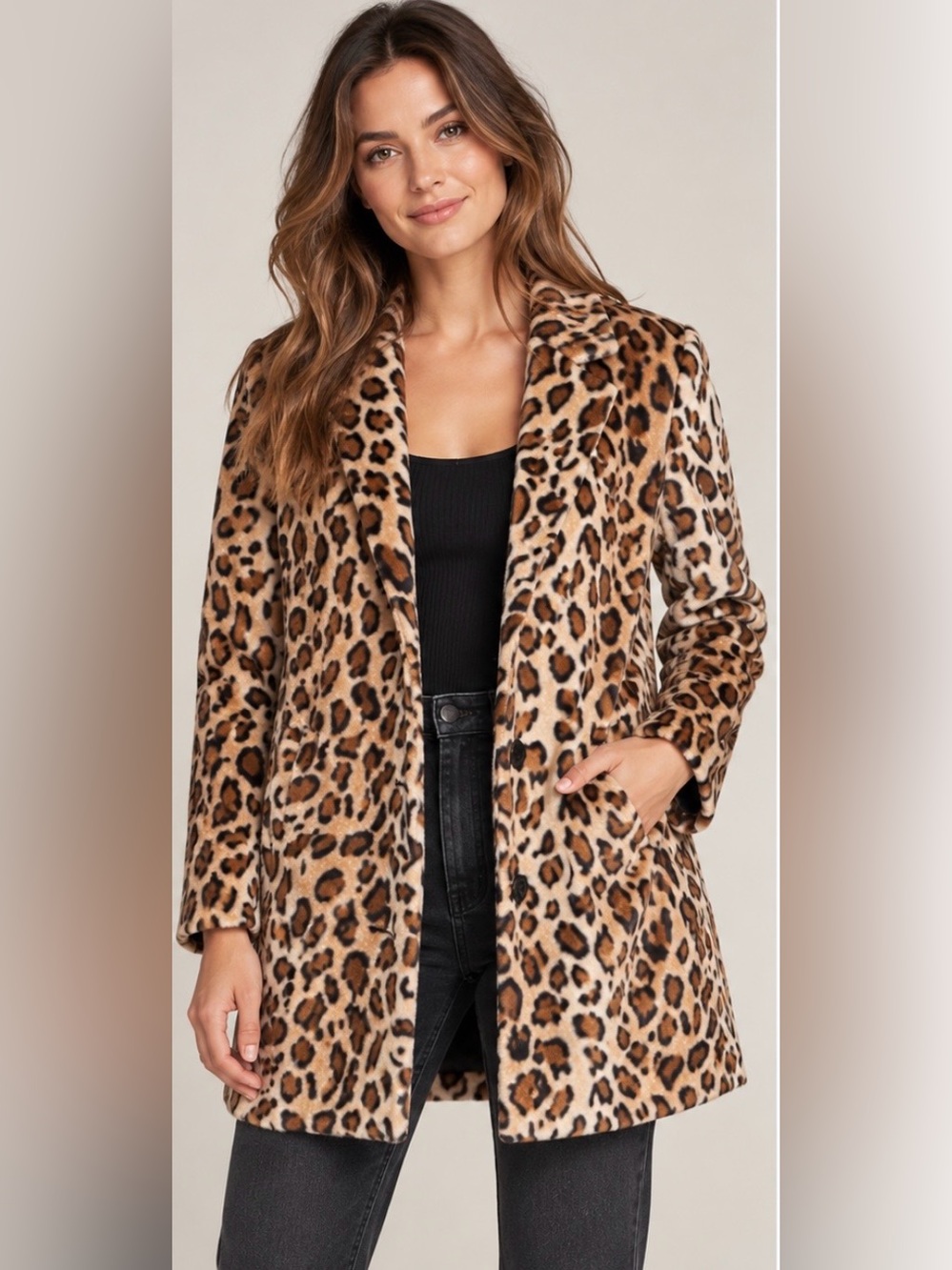 Velvet Graham & Spencer Celine Leopard Faux Fur Coat XS Animal Print $345 Retail